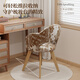 Ouji antique style solid wood dressing table stool home bedroom girls makeup chair light luxury high-end petal chair can rotate boxberry tree jacquard-log color legs