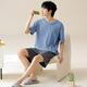 
SEPTWOLVES short sleeves cotton pajamas men's Korean style loose simple casual young and middle-aged home clothes can be worn outside summer OMM-13601 L men
