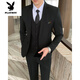 
Playboy (PLAYBOY) men's suit Korean style slim wedding groomsmen's small suit jacket for young casual business formal dress for men black [suit + shirt] tie M