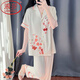 浪莎（LangSha）真丝睡衣女春夏天短袖冰凉薄款2025中国风感真丝绸家居服套装 1203#红色梅花[高品质冰丝] M [建议80-100斤穿]