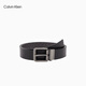 Calvin KleinJeans男士双面用商务休闲绅士风ck字母满印针扣腰带皮带礼物 V1D-太空黑/细纹灰 85cm