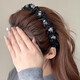 Princess of Paris headband for women 2025 new high-end rhinestone light luxury fashion fluffy high skull hairpin face wash headband black pleated rhinestone headband