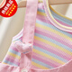 ADVSUS女童背带裤套装夏季2025新款小童夏装衣服洋气薄款女宝夏天两件套 粉色套装 90