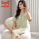 Catman (Miiow) Pyjamas en coton pur pour femmes Pantalons courts courts à manches courtes cardigan style mère grande taille maison décontractée Vêtements pour femmes 2025 Nouveau style de pastèque rouge NXF-9892 Coton pur coton féminin ouvert I à manches courtes M [80-100jin [Jin est égal à 0,5 kg]]]]
