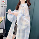 啄木鸟冰丝防晒衣女夏季新款透气轻薄衬衫宽松格子外套 蓝色 S