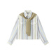 Peacebird [same style in the mall] 25 autumn sea salt milk green striped shirt removable cloak A1CAF3332 Eucalyptus S 155