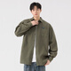 MONPOC Hong Kong style retro shirt men's spring and autumn style couple high-end casual long-sleeved shirt jacket MOC01 military green 4XL