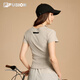 
FILA FUSION women's knitted short-sleeved shirt 2025 autumn new fashionable casual tight T-shirt wheat flour grey-GY M 165/84A/M
