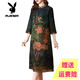 Playboy brand Xiangyunsha silk dress for women in summer improved cheongsam authentic mother style Chinese style covering belly long temperament red 9763 3XL 135-145Jin [Jin equals 0.5 kg]