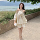 拉夏贝尔（La Chapelle）杏色巨好看的夏天套装女2025新款感气质穿搭一整套短裤两件套 杏色 XS (95斤内)