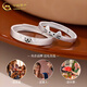 CHINA GOLD S silver ring for men and women, cute kitten and puppy couple, Valentine's Day birthday gift for girlfriend and wife, a pair of kitten and puppy rings-s925 rose gift box