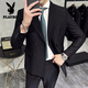 Playboy (PLAYBOY) high-end double-breasted peaked lapel suit men's wedding Korean version slim British style casual small suit jacket navy blue jacket + pants 4XL (163-175Jin Jin equals 0.5 kg)