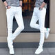 
TTPMER Spring White Jeans Men's Korean Style Slim Elastic Small Foot Fashion Green All-Match Casual Long Trousers Black and Gray 1048 YN [Strength High Quality] Size 27 - (Weight 80-95 Jin [Jin equals 0.5 kg])