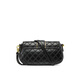COOGI fashionable diamond pattern high-end versatile commuter bag women's bag PU underarm bag one-shoulder crossbody bag regular women black medium gift box + brown mobile phone bag