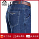 Jeep Spirit Jeep Spring and Summer Min Cotton Jeans Business d'âge moyen masculin Straight Size Casual Loose Dad Breathable Long 3891 Bleu Deep Blue Thin Style 32 [2 pieds 5]