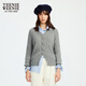 Teenie Weenie Bear Women's Pull 2025 automne nouveau Retro Retro Fashion Temperament Cable V-Neck Top Gray M