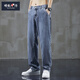 
Encyclopedia Denim Laiser Tennis Jeans Men's Summer Thin Loose Straight Wide Legs American Fashionable Brand Casual Long Pants H1048 Light Blue 2XL Recommended 155-170Jin [Jin equals 0.5 kg]