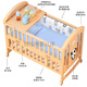 
ULOP (ULOP) crib solid wood paintless baby bed baby splicing bed movable multi-function newborn bb bed bed 5 piece set + coconut brown mattress + mosquito net + nursing table