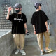 
Cool Chapter (KUZHANG) Boys Cool Summer Suit Set 2025 Children's Handsome Fashion Short Sleeve Trousers Big Children's Summer Internet Celebrity Street Trendy Clothing Two Sets of Change Combination 9767 Black 5798 Khaki + 160 CM
