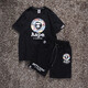 Camiseta de cuello redondo de algodón de algodón puro de AAPE Camuflage Ape Man Pure Algodón para hombres y mujeres Summer Summer Shorts Funds Funds Set de dos piezas Traje negro 21 (535 mangas cortas + 829 pantalones cortos) M 80Jin [Jin iguala 0.5 kg] ~ 120Jin [Jin equivale a 0.5 kg]