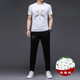 JEEP SPIRIT casual suit men's summer short-sleeved mulberry silkworm ice silk handsome match with Korean style fashion print trend 9227 black M 165