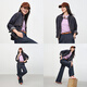 
EP Yaying 2025 early autumn new product, long velvet cotton retro washing denim jacket short jacket J103A Navy S