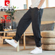 Pierre Cardin (Pierre Cardin) Leinenhosen für Männer Sommer dünne Kumpelhosen Lose Füße Harem Hose Chinesische Hosen Hosen gestreiftes Baumwoll-Leinen Casual Hosen Mk983 Grau 3xl (160-175jin [Jin gleich 0,5 kg]))