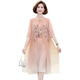 Piercadan Fat Mom Summer Cheongsam Dress Summer Chiffon Skirt Large Size 2025 New Middle-aged Women's Summer Temperament 6628 Lotus Color 6XL Recommended 160-0Jin [Jin equals 0.5 kg]