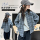 THINKPIRE Girls' Shirt Long Sleeve Children's Plaid Shirt Jacket 2026 New Girls Spring Clothes Fashionable Children's Clothes Thin Top Blue Size 150 Recommended Height 145CM