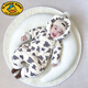 G.duck baby one-piece down jacket, newborn winter outing clothes, male and female baby winter clothes, warm and thickened rompers, milk color, free hand and foot covers 73cm