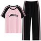 Catman 100% pure cotton pajamas for women in summer short-sleeved trousers casual loose women's home clothes large size can be worn out for outfits 688 pink 2XL [recommended 140-160Jin [Jin equals 0.5 kg]]