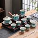 Hongyunxiang high-end 2025 new Ge Kiln hand-painted Kung Fu tea set light luxury high-end household teacup gift box Ge Kiln lotus leaf covered bowl () gift box 10 pieces