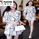 Woodpecker Fashion Suit Set for Women 2025 Summer New Small and Fashionable Age Reducing Dress Short Sleeve Shorts Two-piece Set White Flower M [Suggested 100 Jin [Jin equals 0.5 kg]]