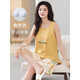 Banana 2025 sleeveless vest pajama set for women's suspender home clothes with chest pad integrated cotton 2025 FY9856 M (recommended 75-95Jin [Jin equals 0.5 kg])