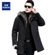 Veste de parka pour hommes Romon Mid-longueur épaissie de veste en cuir authentique hommes militaire vert xl 175