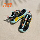 ANTA children's sandals for men and women, beach shoes for summer, toe-toe, breathable, comfortable, soft-soled outdoor shoes, black/ice water green/gum yellow-2 29