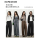 Manga roja Caza delgado pantalones casuales 2025 Autumn Nuevo trajes de piernas ancho para mujeres Pantalones de la cubierta del cuerpo en forma de pera Pantalones grises 060 xs