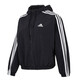 阿迪达斯（adidas）外套女 2025夏季新款运动休闲服时尚防风衣连帽开衫透气夹克上衣 梭织连帽/三条纹/黑色/偏小一码 S (160/84A)