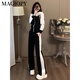 MAGIOPY international luxury high-end brand early autumn new women's suit fashionable age-reducing spliced ​​black hooded jacket top black S (100Jin [Jin equals 0.5 kg])