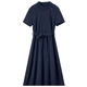 
Shangdubila 100% cotton polo collar tilt two-button contrasting embroidered dress for women in summer commuting temperament versatile skirt