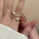 Niche high-end multi-layered pearl ring for women simple plain ring opening adjustable index finger ring 1 ring