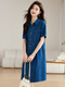 
TJQ ​​luxury high-end brand denim dress for women 2025 summer new style loose casual single-breasted shirt skirt blue M suggested 115Jin [Jin equals 0.5 kg]