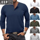 JEEP SPIRIT spring and autumn men's t-shirt American young and middle-aged solid color long-sleeved henley shirt men's simple versatile quick-drying sports T-shirt black XL