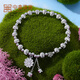 Zhongxin Jewelry Cat's Eye Beads Lily of the Valley Flower Platinum Bracelet pt950 Glossy Round Beads Smiley Face Flower Bracelet as a Gift for Your Girlfriend 17.19g