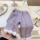 Disney baby girl suit winter two-piece new Korean fashion baby cardigan knitted autumn and winter sweater jacket plus velvet trousers top + pants 100 recommended 90-100cm 1 and a half to 2 years old size