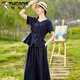 Carpintería de carpintería (tucano) Moda e informal de mediana edad de mediana edad Summer 2025 Nuevo temperamento de alta gama Fashionable anchas de piernas anchas Set de dos piezas Set azul marino M