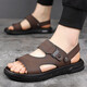 
[Direct sale in the factory] Sandals Men's Summer New Genuine Leather Beach Shoes Men's Middle-aged and Elderly Dual-Soled Sandals Brown 41