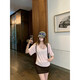 Running sisters RUNAWAY SISTERS Korean version U-neck short-sleeved T-shirt halter neck strapless knitted trousers Coffee vest 9898 S