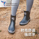 
EVERCREATURES British Rain Shoes Women's Rain Boots Chelsea Rain Shoes Fashionable and versatile non-slip waterproof shoes Water boots Rubber Rain Boots Women Black and White Rain Short Bottle 38
