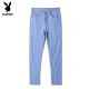 Playboy (Playboy) Jeans Mener Summer Fino Style 2025 Nuevo elástico versátil Versátil Fold Long pantalones 9767b Azul mediano [verano] Estilo delgado 28 cintura 2 pies 1 1